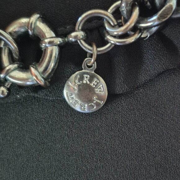 J. Crew Pearl Cluster Clear Crystal Gunmetal Chain Statement Necklace - Picture 5 of 6